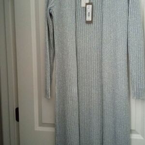 Elegant Silver Metallic Long Sleeve cover-up